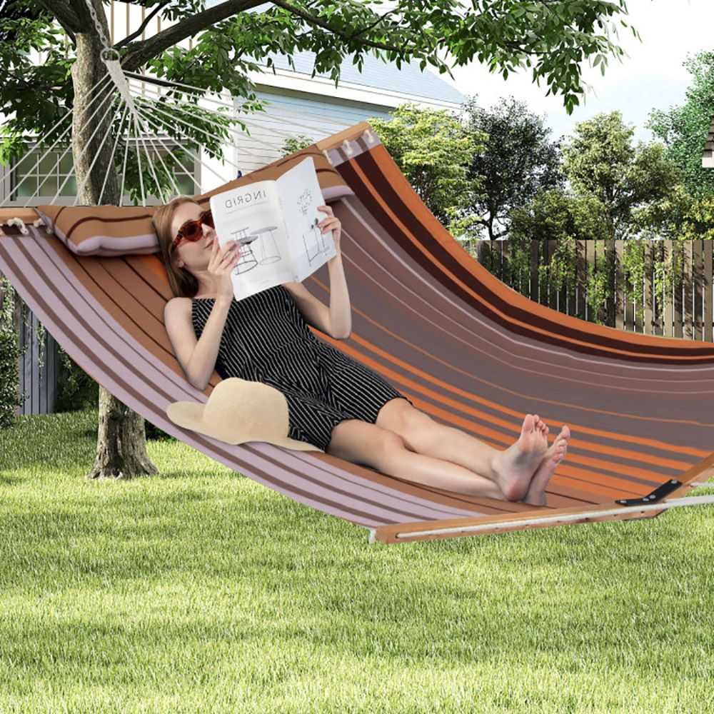 Patio Hammock Foldable Swing Chair Bed with Detachable Pillow - luxuryhomedecoridea.com