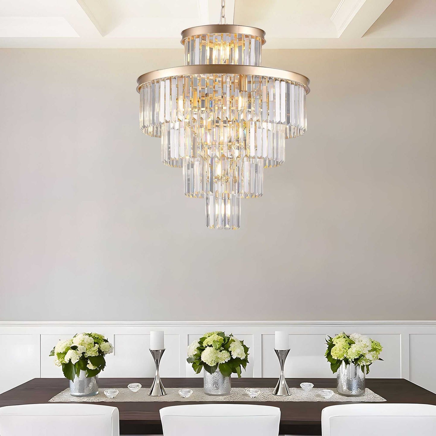 Golden Luxury Crystal Chandelier Modern Chandeliers Lights Fixture Hanging Pendant Light Fixture for Dining Room Bedroom Living Room Dia 23.6 Inch-Gold - luxuryhomedecoridea.com