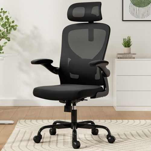 Ergonomic Office Chair High Back Computer Desk Chair with Headrest Armrests and Adjustable Lumbar Support Comfortable Swivel Task Chair for Home Office Study Room Black - luxuryhomedecoridea.com