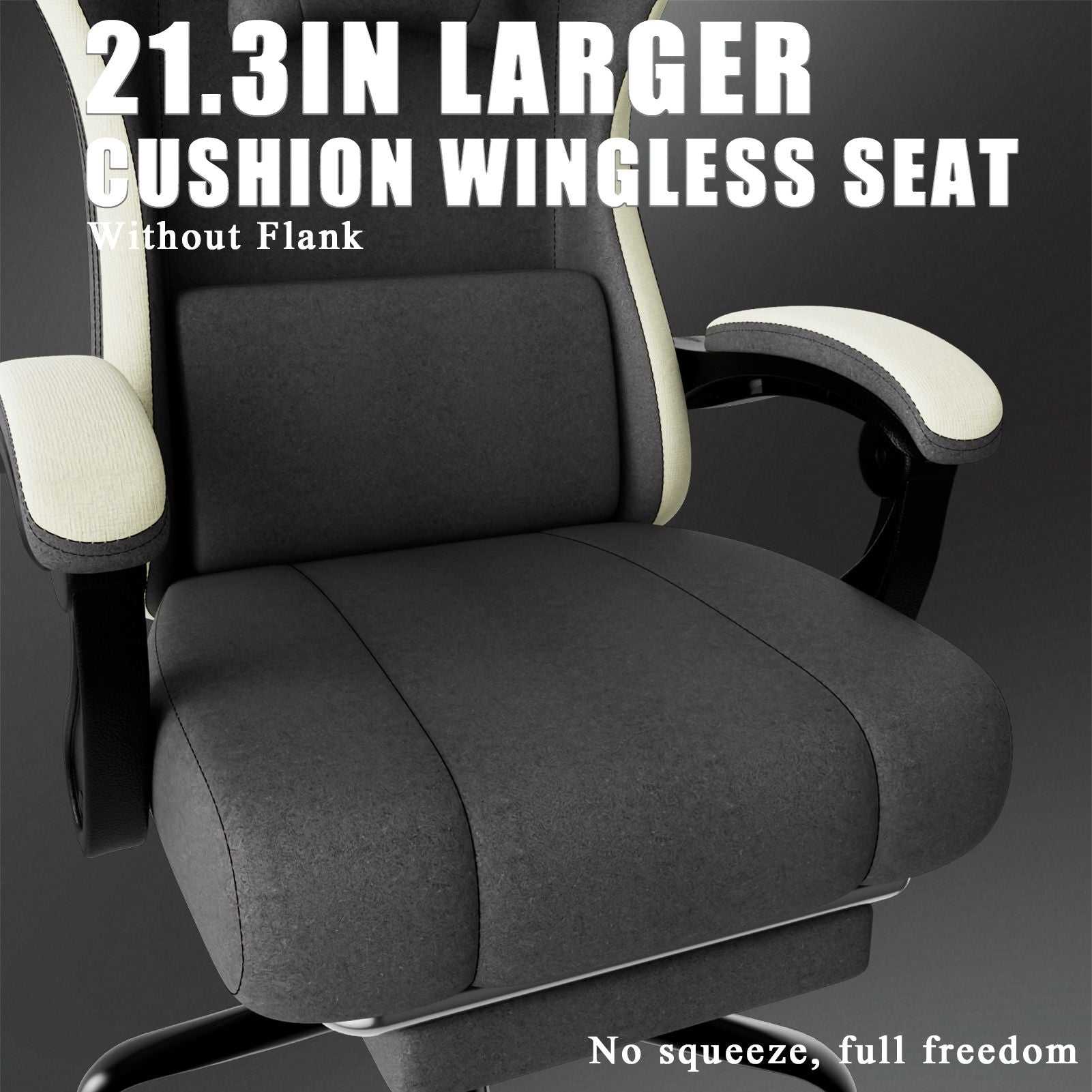 Ergonomic Gaming Chair with Pocketed Spring Cushion, Breathable Fabric Computer Chair with Footrest, Adjustable Lumbar Support Video Game Chair for Adults (Fabric) - luxuryhomedecoridea.com