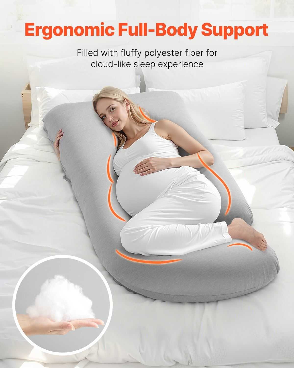 VEVOR G-Shaped Full Body Support Pillow with Removable & Washable Cover, Soft and Breathable Body Pillow for Back, Belly, Hips, Legs Relief - luxuryhomedecoridea.com