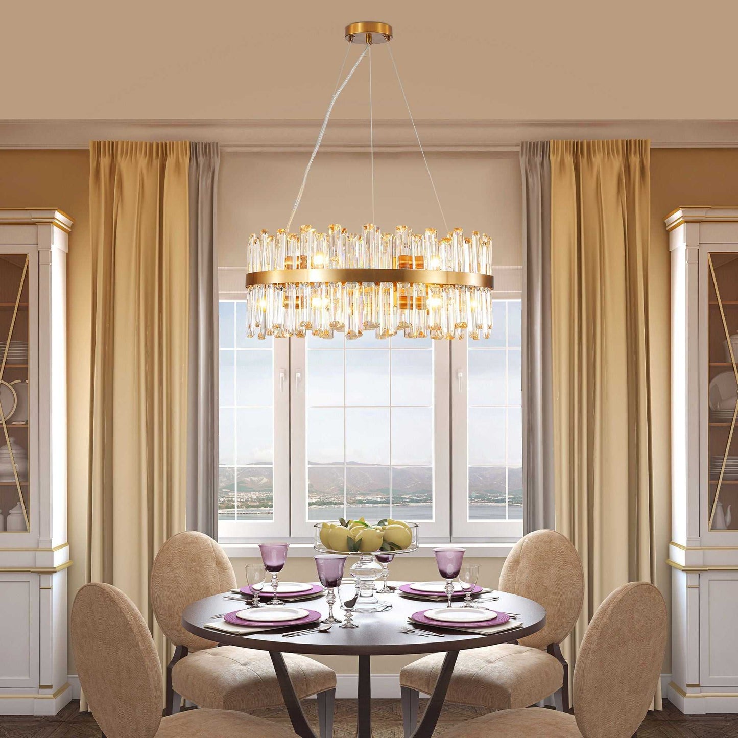 23.6 Inches Luxury Chandeliers Crystal Living Room Bedroom Decorative Lights Simple Modern Dining Room LED Lighting,for Home Decor (Bulbs Not Included) - luxuryhomedecoridea.com
