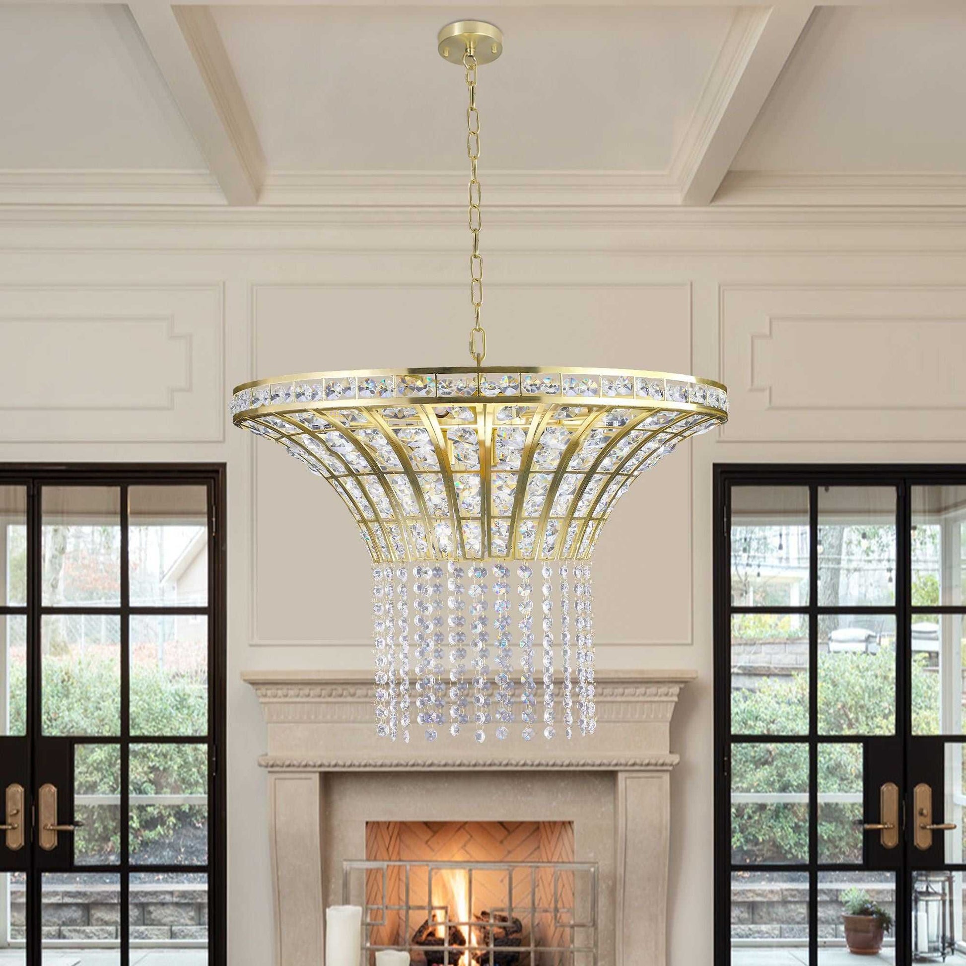 (Same as W1340120181/L5021) 8-Light 23.6" Wide Crystal Waterfall Chandelier (Bulb Not Included) - luxuryhomedecoridea.com