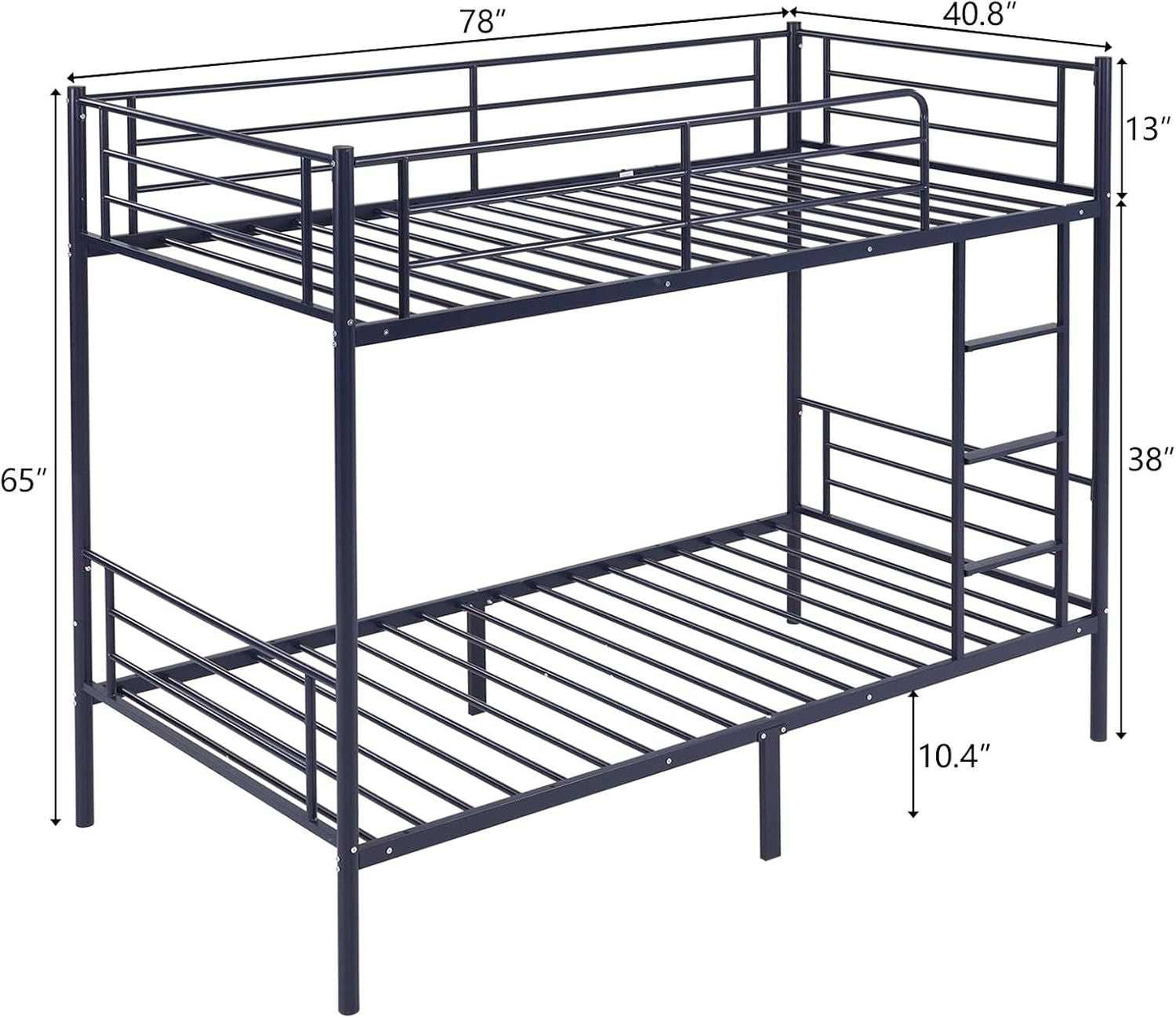 Modern Double Layer Bunk Bed with Sturdy Metal Frame Safety Guardrails Underbed Storage Space for Kids Teens Adults Easy Assembly No Box Spring Needed - luxuryhomedecoridea.com