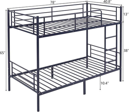 Modern Double Layer Bunk Bed with Sturdy Metal Frame Safety Guardrails Underbed Storage Space for Kids Teens Adults Easy Assembly No Box Spring Needed - luxuryhomedecoridea.com