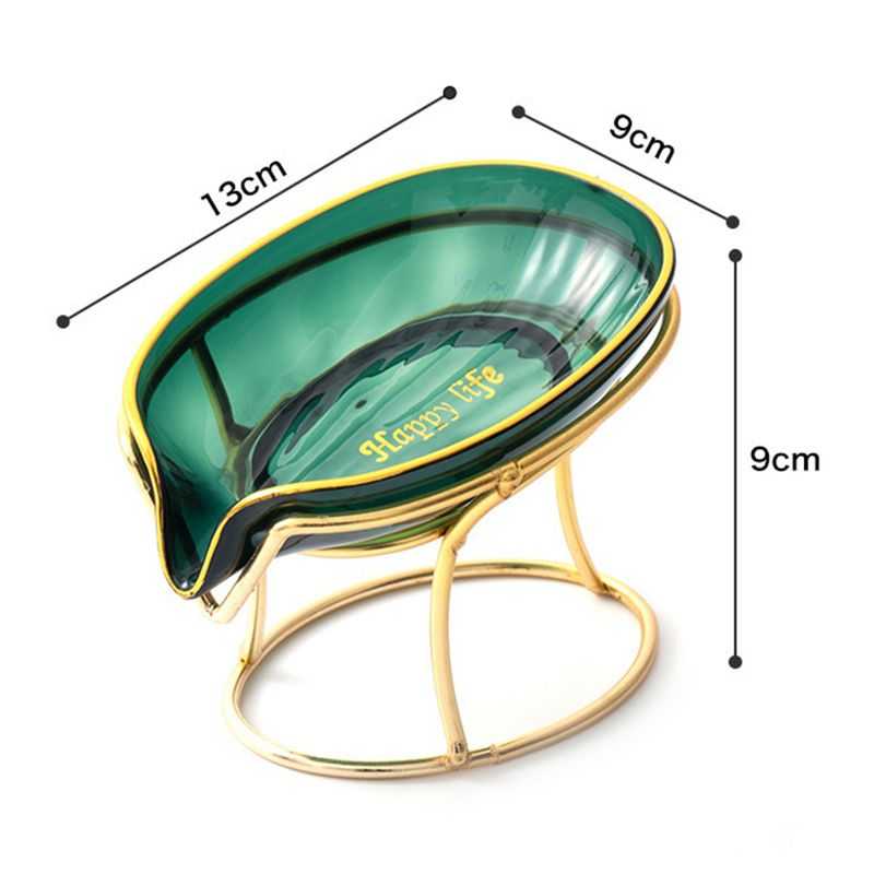 Luxury Soap Case Leaf Shape Iron Art Holder Bathroom Drain Soap Storage Dish Container Non-slip Draining Tray Bath Organizer - luxuryhomedecoridea.com