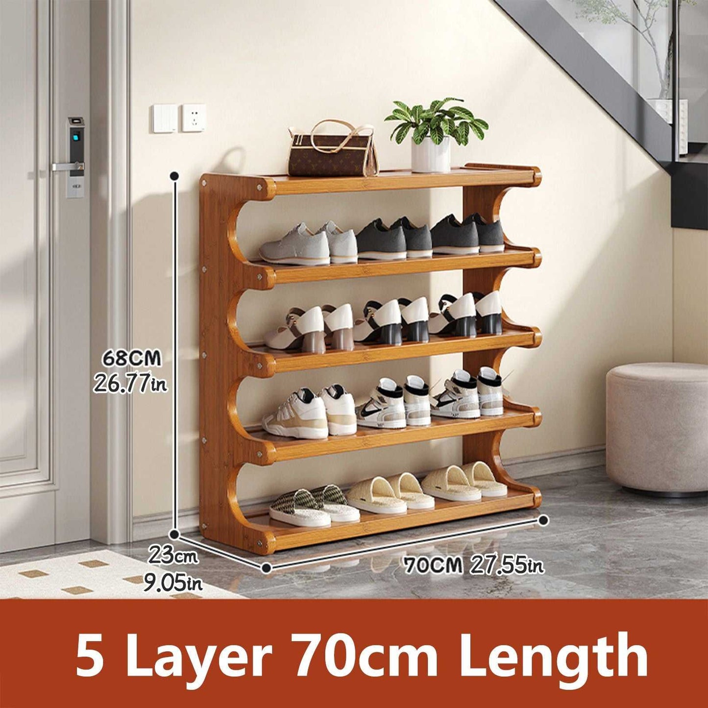 5/6-Layer Shoe Storage Rack - Space-Saving Multi-Layer Organizer with Wood Grain Finish - luxuryhomedecoridea.com