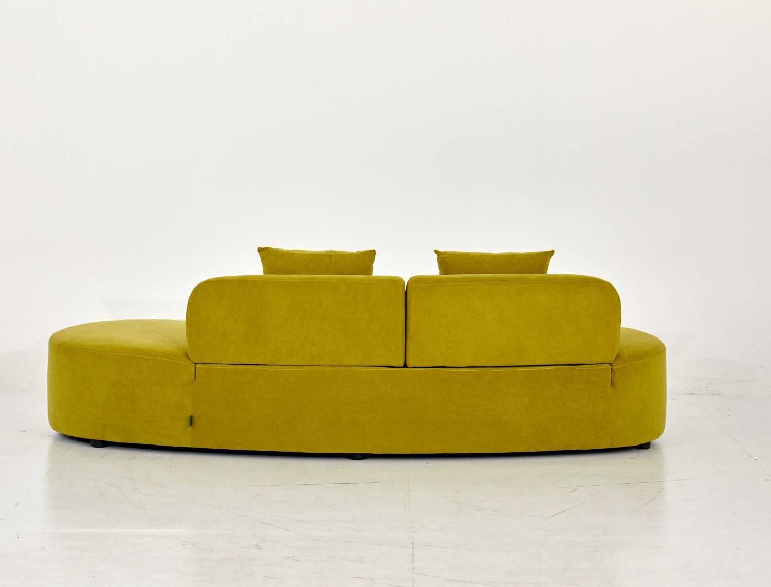 90" Curved Sofa with Throw Pillows, 4 Seater Luxury Velvet Couch with Half Moon Design and High-Density Foam, Ideal for Modern Living Room, Office & Apartment, Olive Green - luxuryhomedecoridea.com