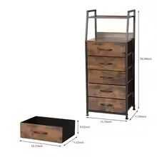 Rustic Brown Nightstand with 5 Drawers and 2 Tier Display Shelf Bedside Table Storage Cabinet for Bedroom Dresser Nursery Hallway Entryway Closet End Table Organizer - luxuryhomedecoridea.com