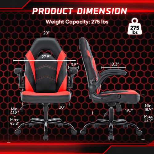 Ergonomic Office Computer Home Gaming Desk Chair Adjustable PU Leather Racing Chair Flip-up Armrest For Christmas Furniture - luxuryhomedecoridea.com