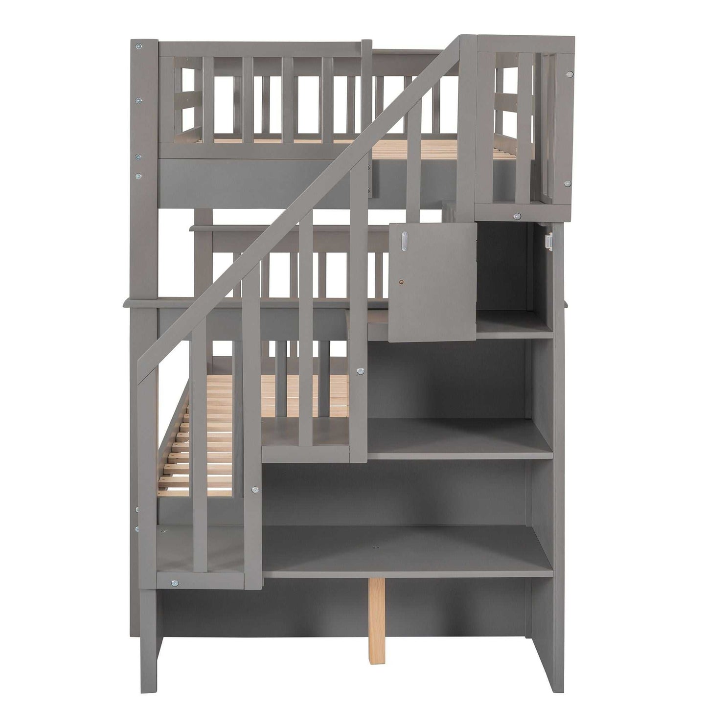 Stairway Twin-Over-Twin Bunk Bed with Storage and Guard Rail for Bedroom, Dorm - luxuryhomedecoridea.com