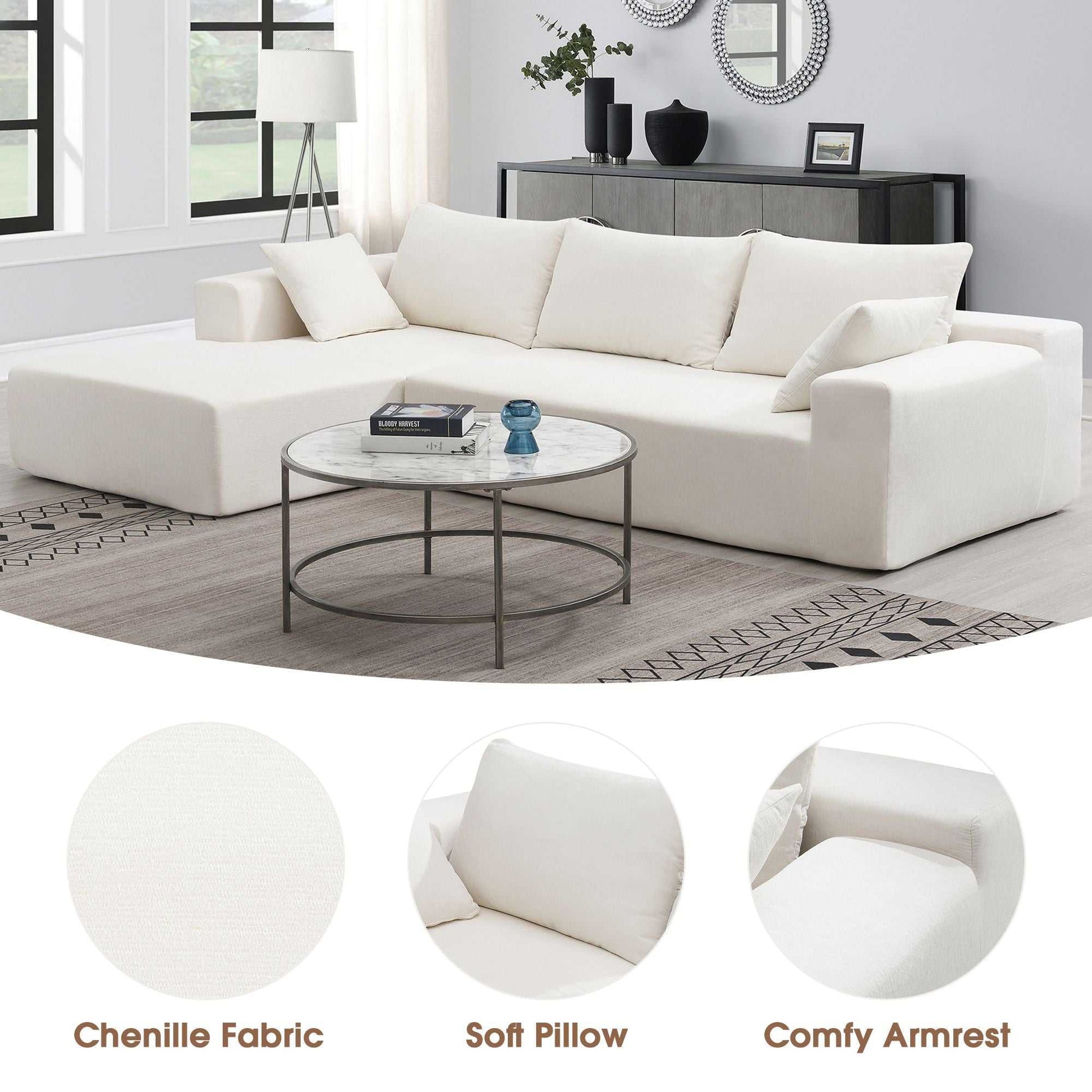109*68" Modular Sectional Living Room Sofa Set, Modern Minimalist Style Couch, Upholstered Sleeper Sofa for Living Room, Bedroom, Salon, 2 PC Free Combination, L-Shape, Cream - luxuryhomedecoridea.com