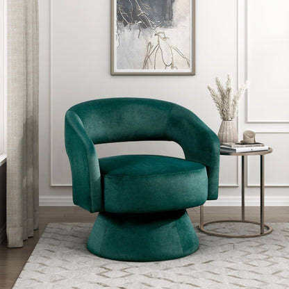 Modern Luxury Swivel Accent Chair 1pc Green Velvet Upholstery Solid Wood Stylish Home Furniture - luxuryhomedecoridea.com