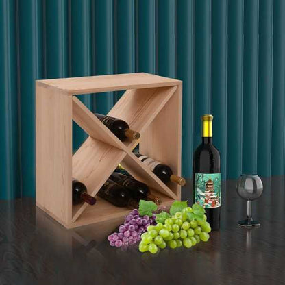 24 Bottle Modular Wine Rack, Stackable Wine Storage Cube for Bar Cellar Kitchen Dining Room, Burlywood - luxuryhomedecoridea.com