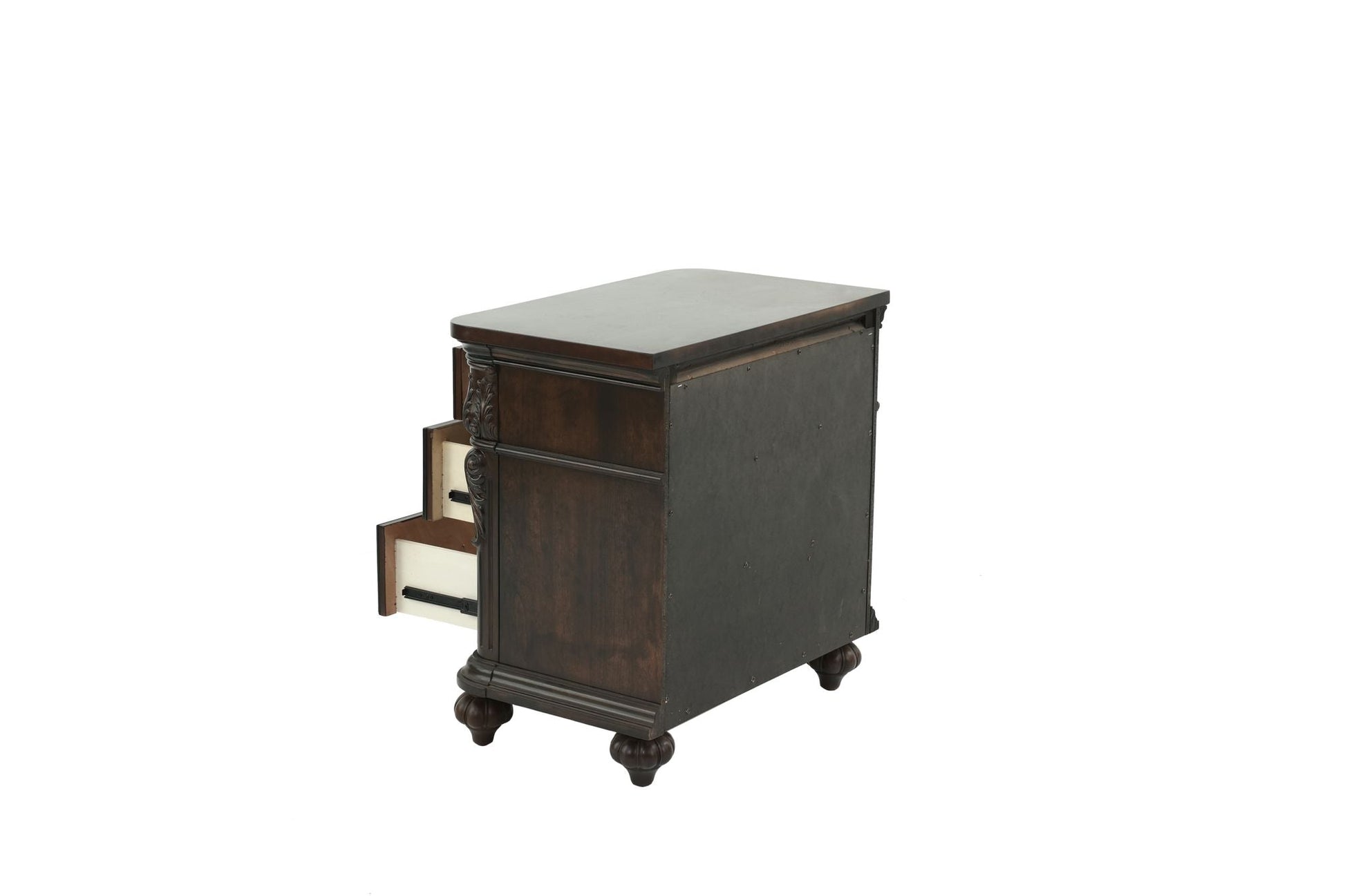 Traditional Antique Walnut 1pc Nightstand Bedroom Furniture Cherry Veneer 2-Drawers Hanging Pull Bedside Table - luxuryhomedecoridea.com