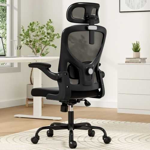 Ergonomic Office Chair High Back Computer Desk Chair with Headrest Armrests and Adjustable Lumbar Support Comfortable Swivel Task Chair for Home Office Study Room Black - luxuryhomedecoridea.com