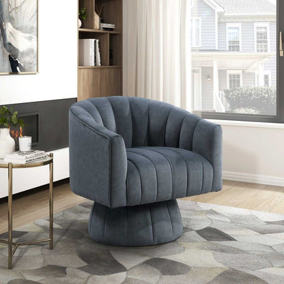 Dark Gray Velvet Accent Chair Modern Luxury Living Room Furniture, 1pc Swivel Chair Comfortable Barrel Back - luxuryhomedecoridea.com