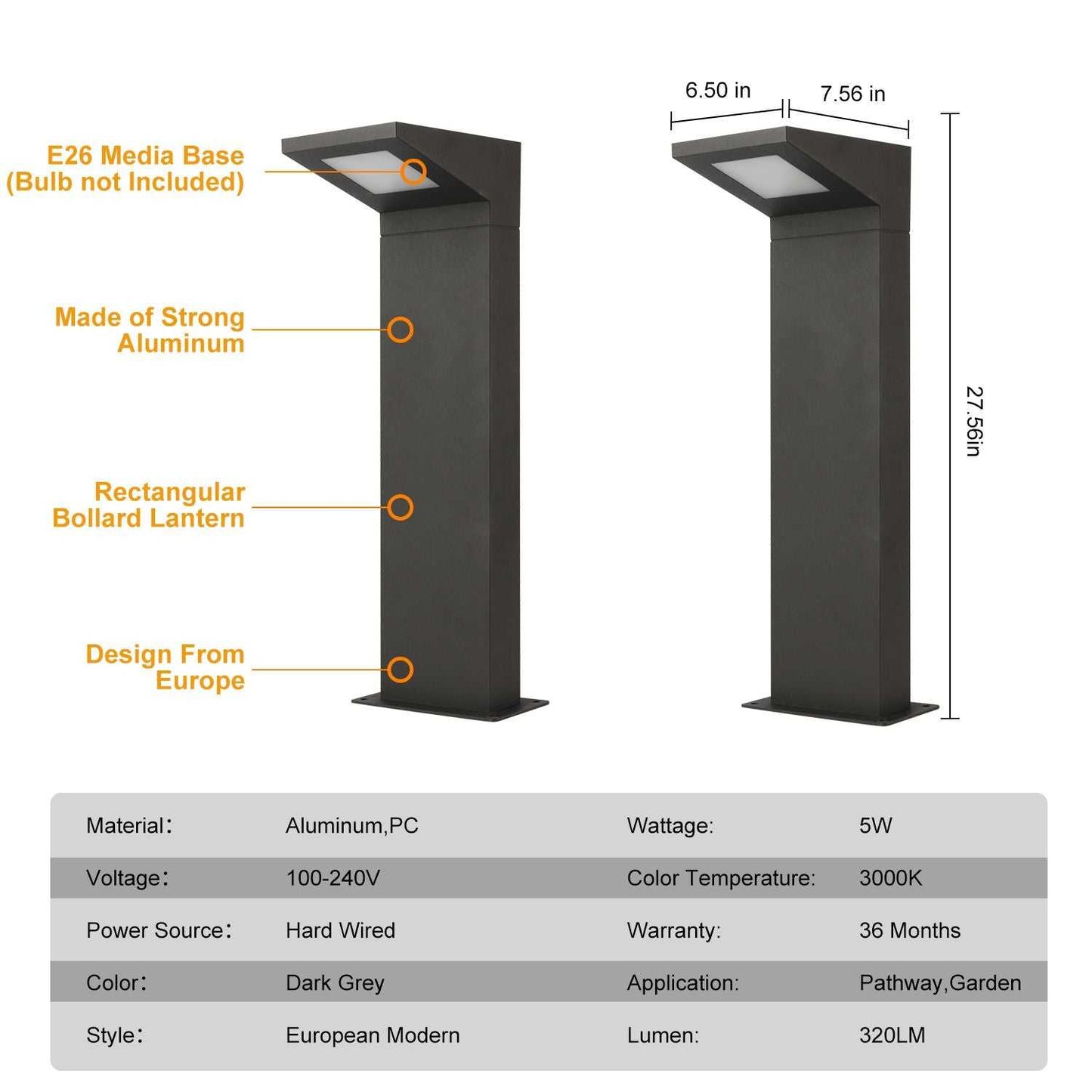 Outdoor Landscape Path Lights LED Driveway Light with Waterproof Bollard Lights for Garden Lawn Courtyard 15108 - luxuryhomedecoridea.com