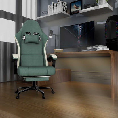 Ergonomic Gaming Chair with Pocketed Spring Cushion, Breathable Fabric Computer Chair with Footrest, Adjustable Lumbar Support Video Game Chair for Adults (Fabric) - luxuryhomedecoridea.com