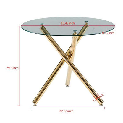 42.1" Table Mid-century Dining Table for 4-6 people With Round Mdf Table Top, Pedestal Dining Table, End Table Leisure Coffee Table,cross leg - luxuryhomedecoridea.com
