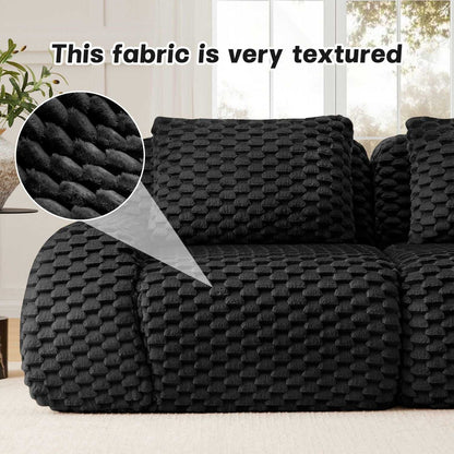 82" Modern L-Shaped Modular Sectional Sofa for Living Room,Flannelette Fabric,Oversized 2-Seater Couch,Deep Seat,Boneless sofa,Movable Ottoman,Buckle connection,Anti-slip Design,No Assembly,Black - luxuryhomedecoridea.com