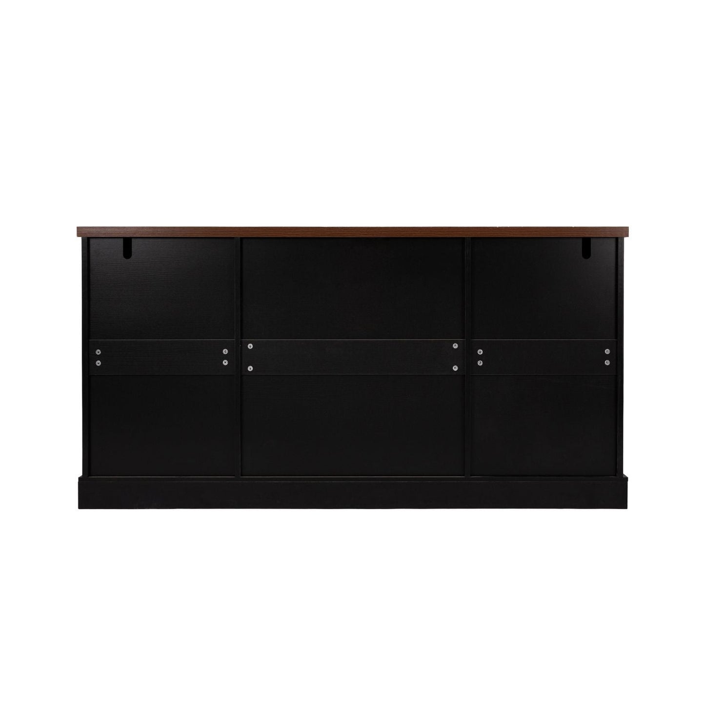 63" Farmhouse Barn Door Storage Cabinet with 2 Drawers & Door Rack, Large Buffet Table Coffee Bar Cabinets with Adjustable Shelves for Kitchen, Living Room, Entryway, Dining Room, Black - luxuryhomedecoridea.com