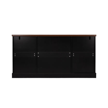 63" Farmhouse Barn Door Storage Cabinet with 2 Drawers & Door Rack, Large Buffet Table Coffee Bar Cabinets with Adjustable Shelves for Kitchen, Living Room, Entryway, Dining Room, Black - luxuryhomedecoridea.com