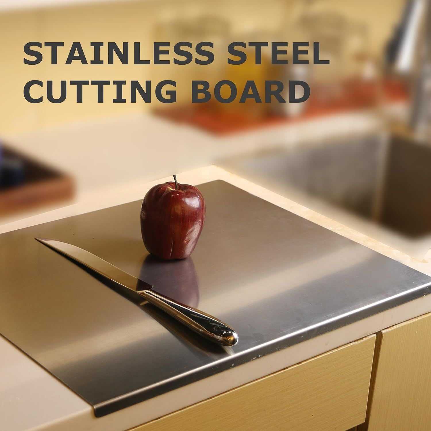 Stainless Steel Cutting Board for Kitchen - Large 304 Chopping Boards with Lid and Non-Slip Pad for Countertop, Suitable for Meat Vegetables Bread and Baking,Kitchen Accessories, - luxuryhomedecoridea.com
