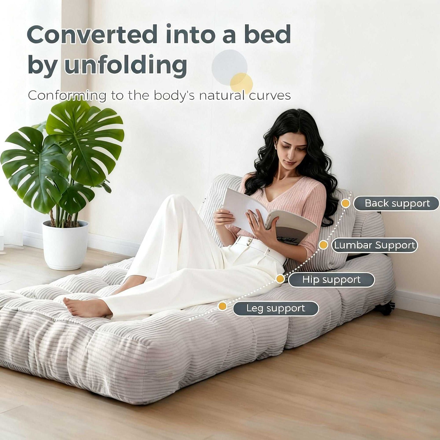 Modern Memory Foam Compressed Sofa Chair,Folding Sofa Bed, Convertible Sleeping Chair With Backrest Support And Soft Corduroy Fabric,Fold Couch Bed With Pillow For Small Spaces - luxuryhomedecoridea.com