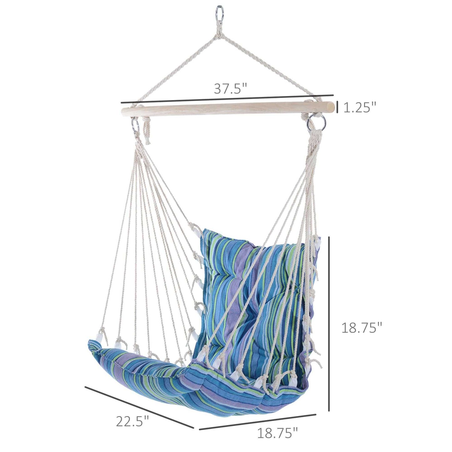 Portable Hanging Woven Hammock Seat Rope Swing Chair Sleeping Bed for Outdoor Garden Yard Camping Blue - luxuryhomedecoridea.com