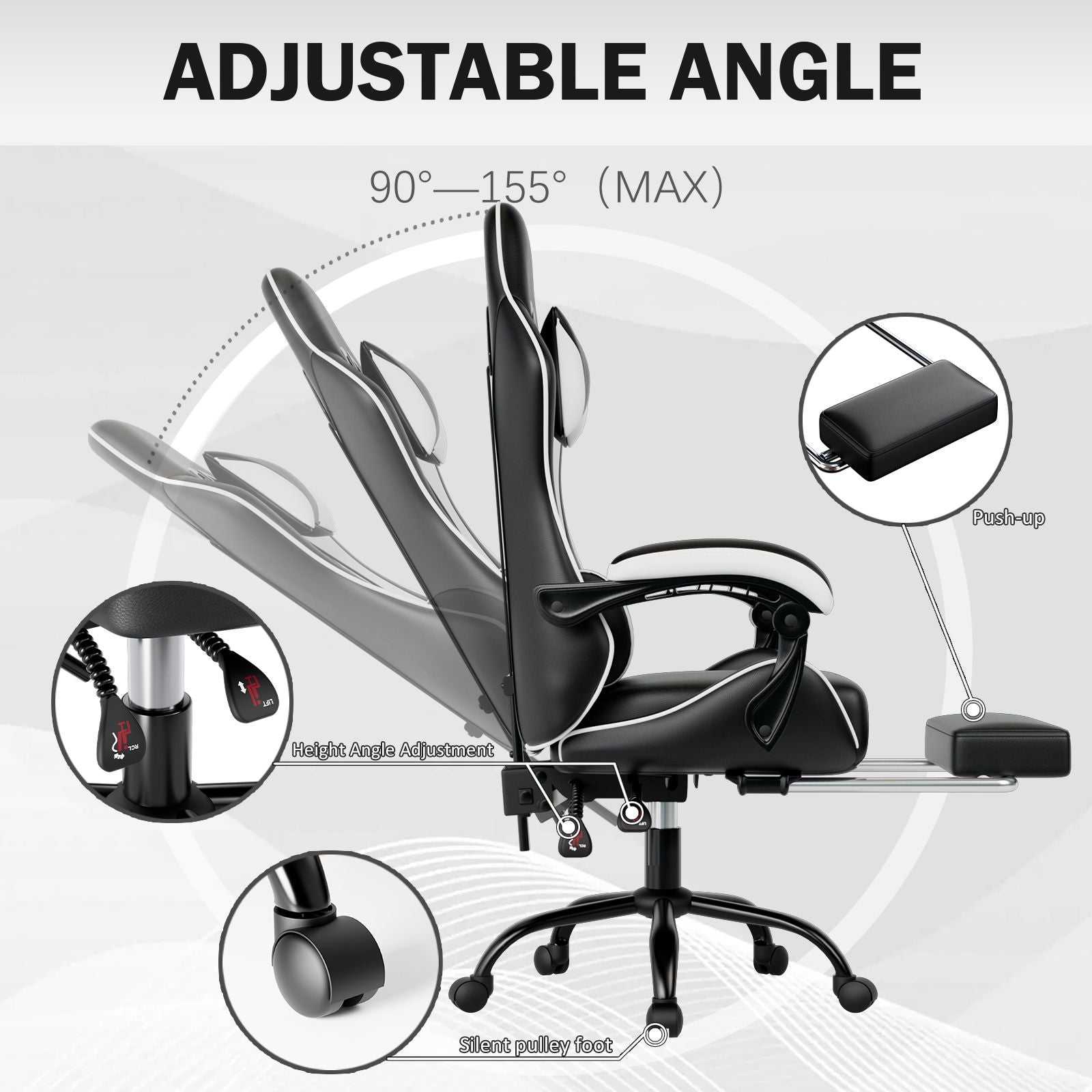 Ergonomic Gaming Chair for Adults, Comfortable Computer Chair for Heavy People, Adjustable Height Office Desk Chair with Wheels, Breathable Leather Video Game Chairs - luxuryhomedecoridea.com