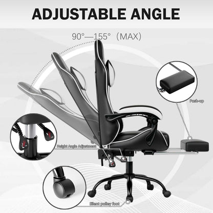 Ergonomic Gaming Chair for Adults, Comfortable Computer Chair for Heavy People, Adjustable Height Office Desk Chair with Wheels, Breathable Leather Video Game Chairs - luxuryhomedecoridea.com