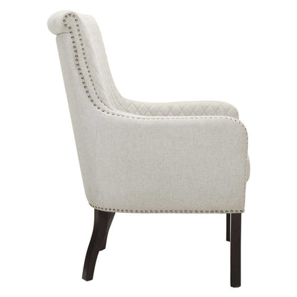Classic Luxury Quilted Accent Chair 1pc Beige Upholstery Nailhead Trim Foam Seat Cushion Solid Wood Living Room Furniture - luxuryhomedecoridea.com