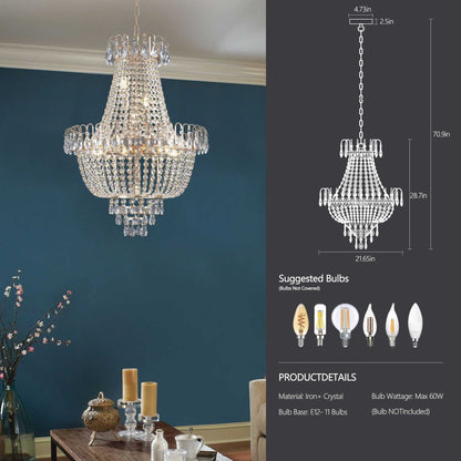 (Same as W1340P143189)Gold Crystal Chandeliers,Large Contemporary Luxury Ceiling Lighting for Living Room Dining Room Bedroom Hallway (Without Bulb) - luxuryhomedecoridea.com