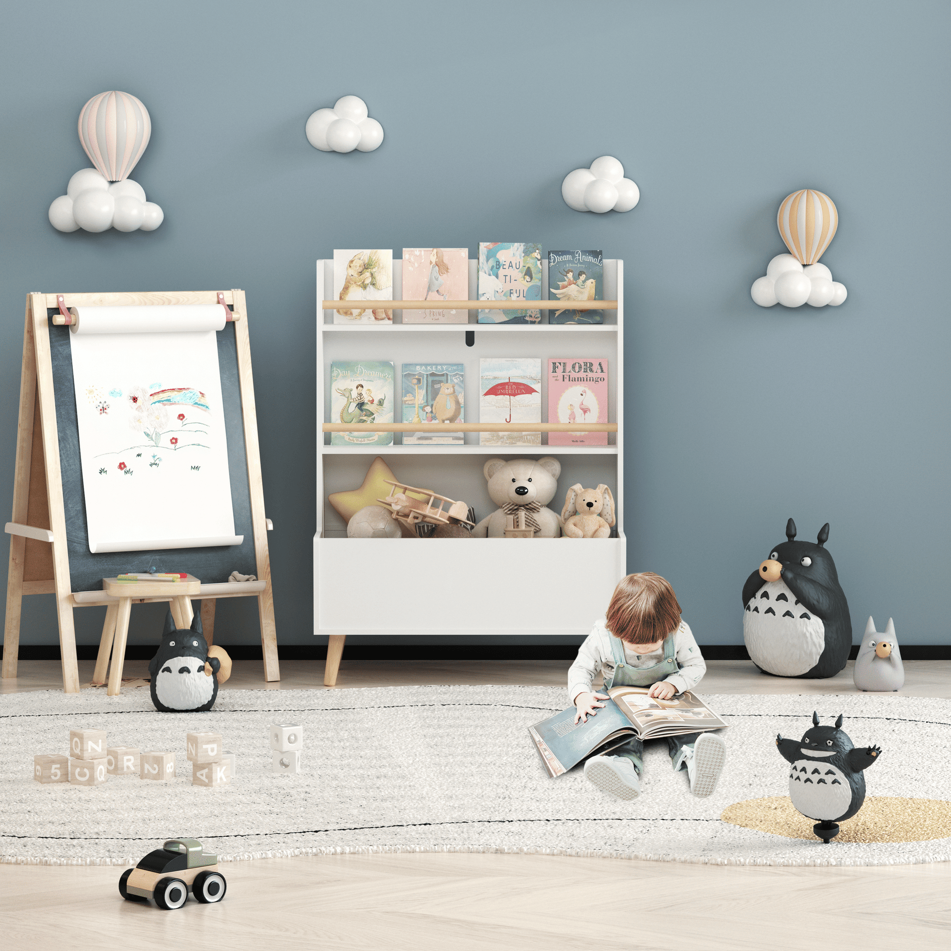 Kids Bookshelf, Book and Magazine Rack, Book Organizer, toy Storage Cabinet Organizer, White - luxuryhomedecoridea.com