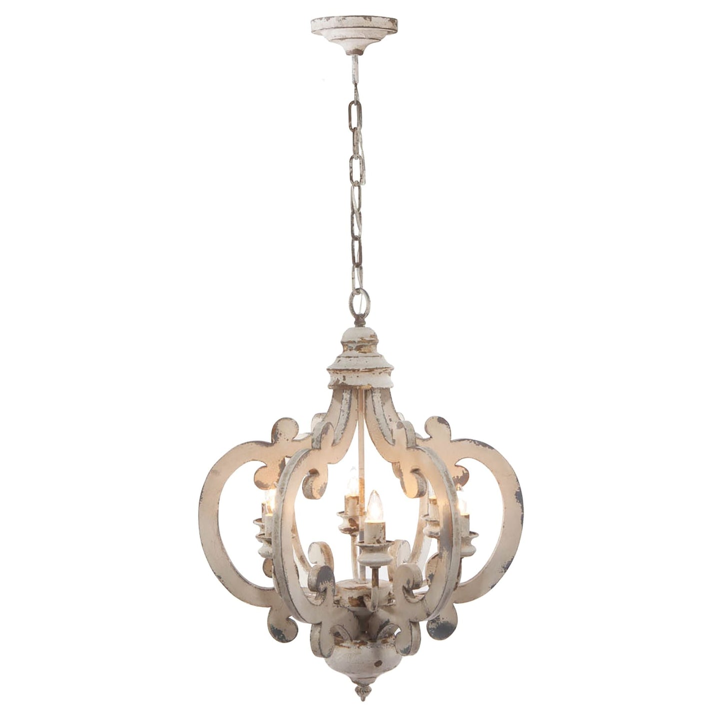 French Country Wood Chandelier, 6-Light Farmhouse Pendant Light Fixture with Adjustable Chain for Kitchen Foyer Hallway Entryway, Bulb Not Included - luxuryhomedecoridea.com