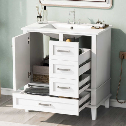 30" Bathroom Vanity , Modern Bathroom Cabinet with Sink Combo Set, Bathroom Storage Cabinet with a Soft Closing Door and 3 Drawers, Solid Wood Frame - luxuryhomedecoridea.com