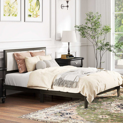 Full Bed Frame with Headboard Full Size Platform Bed Frame with Wooden Slats No Box Spring Needed Easy Assembly Walnut - luxuryhomedecoridea.com