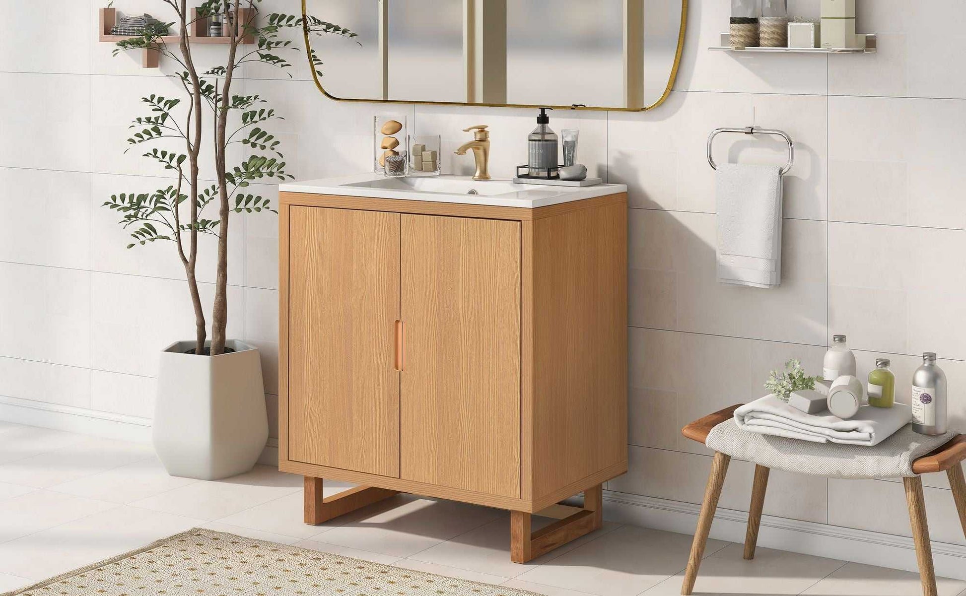30" Bathroom vanity Set with Sink, Combo Cabinet, Bathroom Storage Cabinet, Solid Wood Frame - luxuryhomedecoridea.com