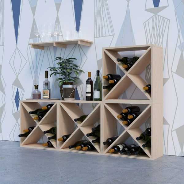 24 Bottle Modular Wine Rack, Stackable Wine Storage Cube for Bar Cellar Kitchen Dining Room, Burlywood - luxuryhomedecoridea.com