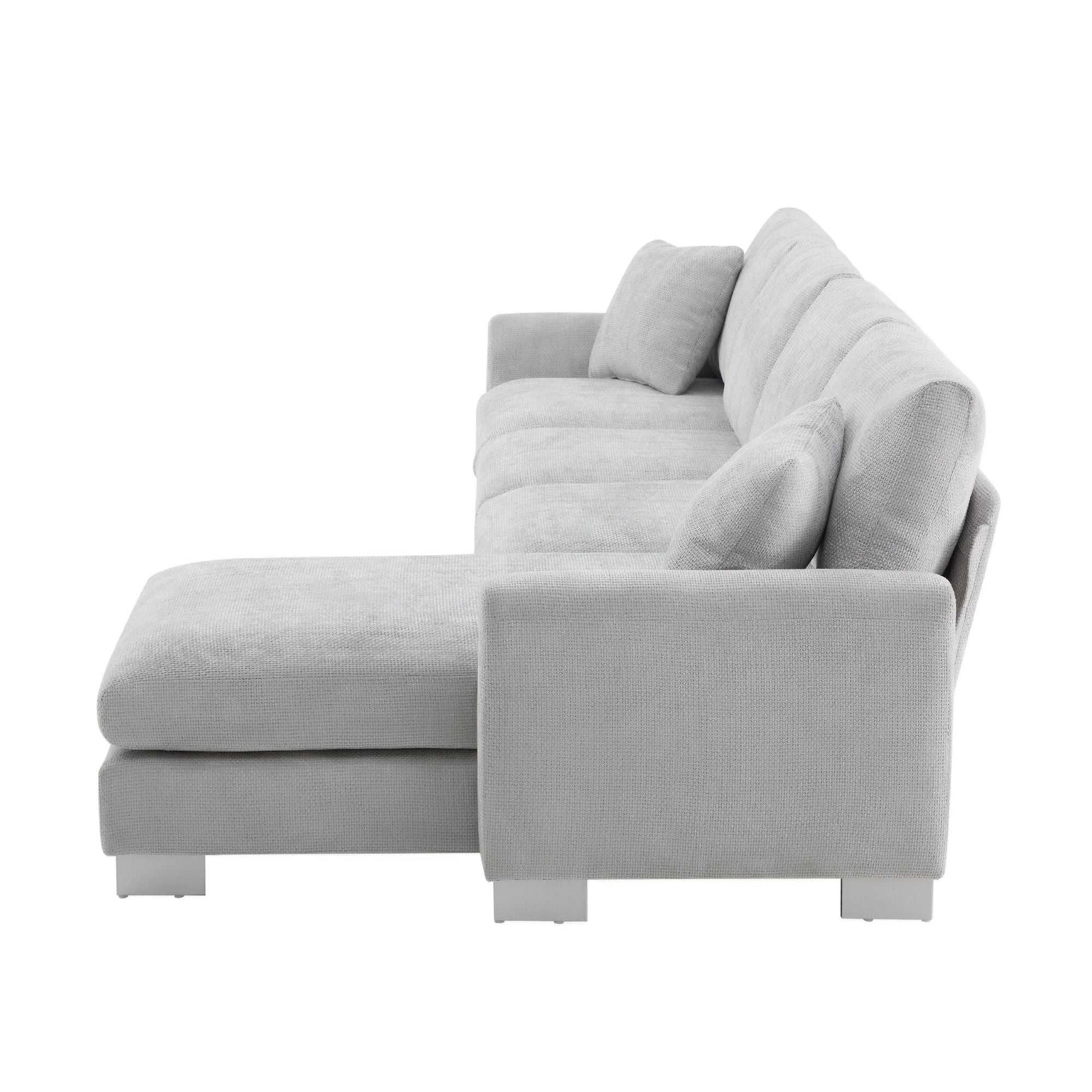 Modern Oversized Sectional Sofa,L-shaped Luxury Couch Set with 2 Free pillows,5-seat Chenille Indoor Furniture with Chaise for Living Room,Apartment,Office,2 Colors - luxuryhomedecoridea.com