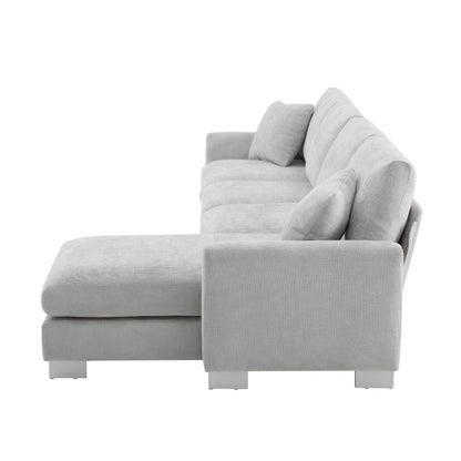 Modern Oversized Sectional Sofa,L-shaped Luxury Couch Set with 2 Free pillows,5-seat Chenille Indoor Furniture with Chaise for Living Room,Apartment,Office,2 Colors - luxuryhomedecoridea.com