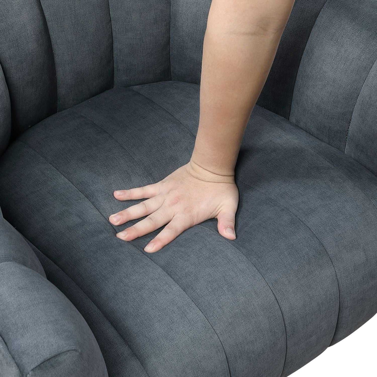 Dark Gray Velvet Accent Chair Modern Luxury Living Room Furniture, 1pc Swivel Chair Comfortable Barrel Back - luxuryhomedecoridea.com