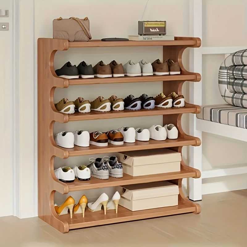 5/6-Layer Shoe Storage Rack - Space-Saving Multi-Layer Organizer with Wood Grain Finish - luxuryhomedecoridea.com