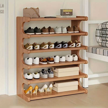 5/6-Layer Shoe Storage Rack - Space-Saving Multi-Layer Organizer with Wood Grain Finish - luxuryhomedecoridea.com