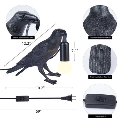 Crow Lamp - Raven Lamp with LED Bulb, Bird lamp, Crow Light Gothic Halloween Decor for Bedside Bedroom Living Room Decor - luxuryhomedecoridea.com