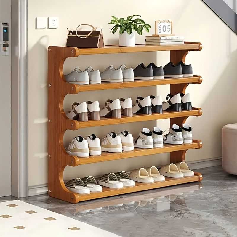 5/6-Layer Shoe Storage Rack - Space-Saving Multi-Layer Organizer with Wood Grain Finish - luxuryhomedecoridea.com