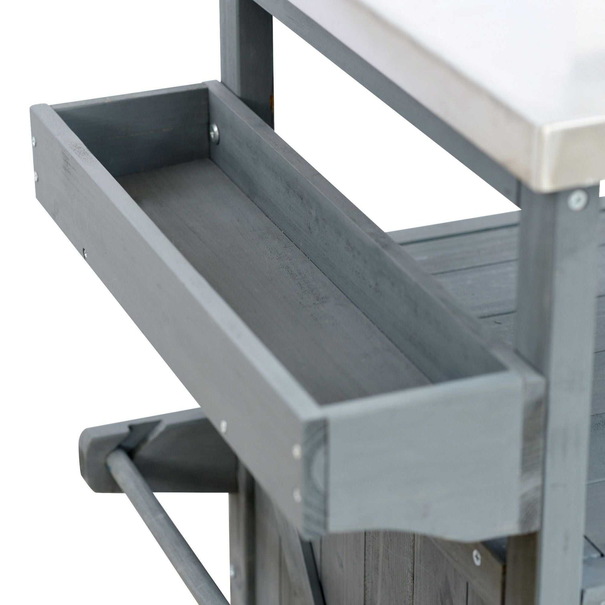 K&K Outdoor Kitchen Island, Rolling Bar Cart & Storage Cabinet, Farmhouse Solid Wood Outdoor Grill Table with Stainless Steel Top, Spice Rack , Towel Rack for Kitchen & BBQ , Grey Blue - luxuryhomedecoridea.com