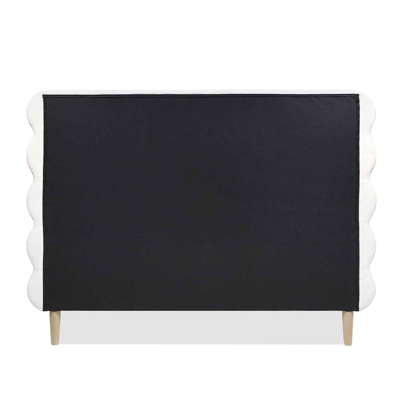 Scandinavian Chic Queen Bed with Wavy Headboard in Antique White Polyester - luxuryhomedecoridea.com