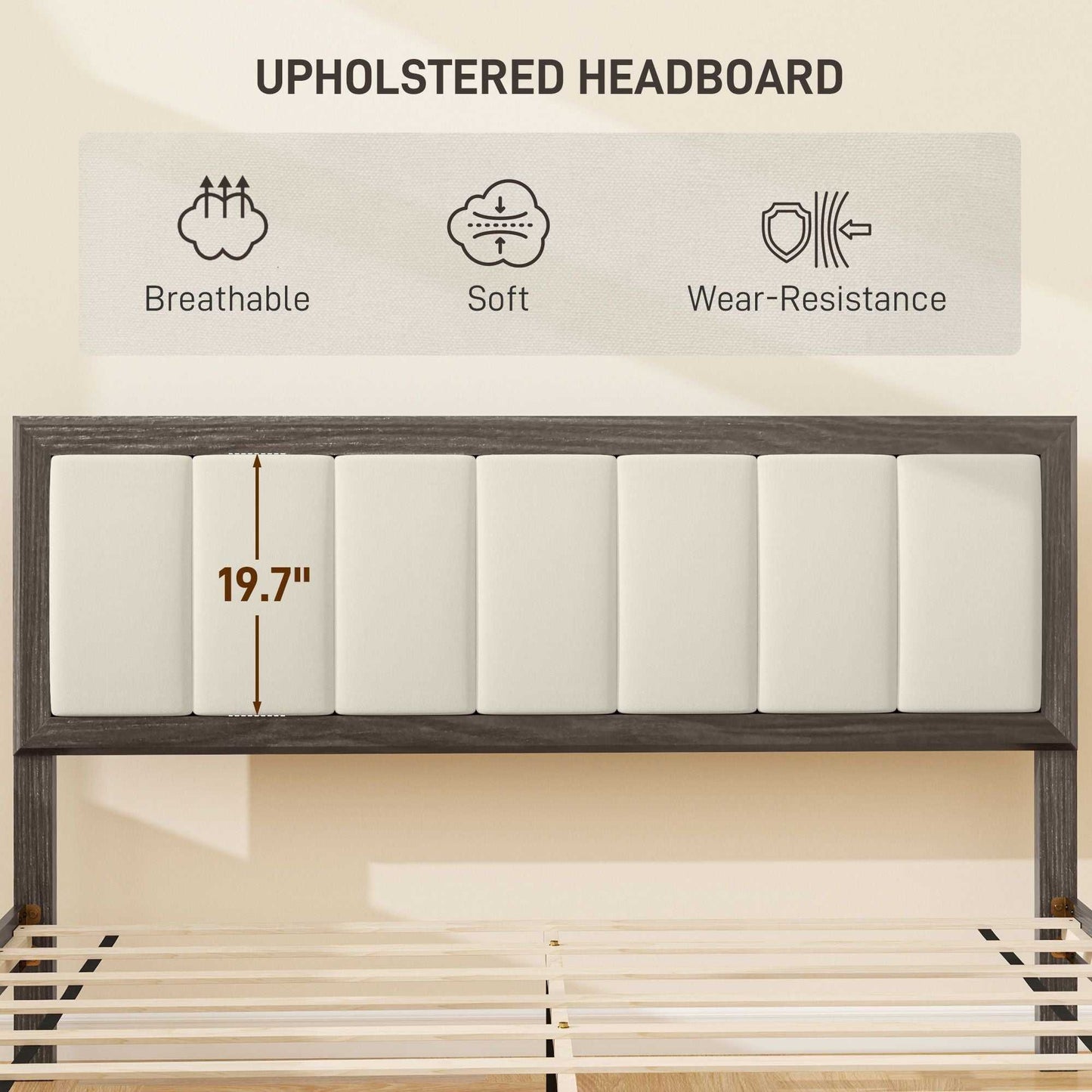 Queen Size Bed Frame with Headboard Queen Platform Bed Frame with Wooden Slats No Box Spring Needed Easy Assembly Walnut - luxuryhomedecoridea.com